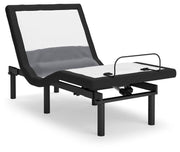 Adjustable base with lumbar support and audio controls by Ashley Furniture, shown in a raised angle with a sleek design.