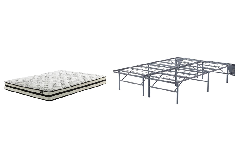 8-inch Ashley Furniture chime innerspring mattress set with plush fabric cover and supportive coil system, perfect for a comfortable sleep.