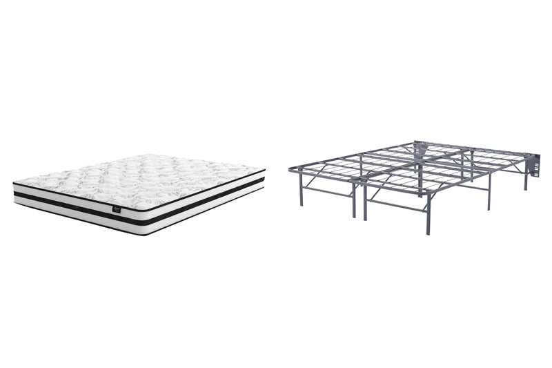 Ashley Furniture 8-inch chime innerspring mattress set with supportive coils and soft fabric cover, ideal for comfortable sleeping.