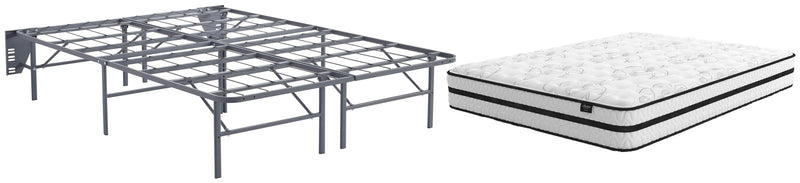 Ashley Furniture Chime 10-inch hybrid mattress set with plush fabric cover and supportive construction for comfortable sleep.