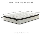 Ashley Furniture Chime 12-inch hybrid mattress in a box, showing the plush, layered design and fabric cover.