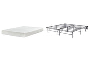 Ashley Furniture Chime 8-inch memory foam mattress set with plush cover, shown in a clean, comfortable bedroom setting.