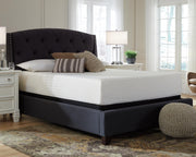 Ashley Furniture Chime 12-inch memory foam mattress in a box, showing plush surface and clean edges on a neutral background.