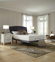 Ashley Furniture Chime 12-inch memory foam mattress in a box, showing the plush, white mattress with a smooth surface and supportive design.