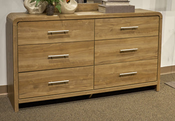 Ashley Furniture Gramburg dresser and mirror set with wooden finish, featuring multiple drawers and a matching wall mirror.