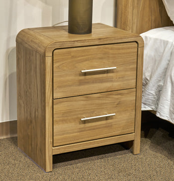 Ashley Furniture Gramburg nightstand with a dark finish, featuring a single drawer and open shelf for bedroom storage.