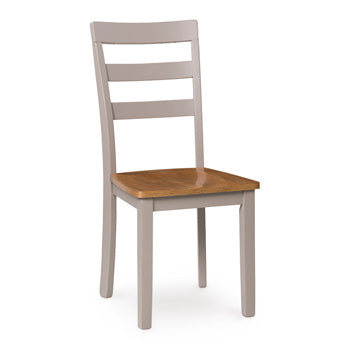 Ashley Furniture Harperfeld dining chair with upholstered seat and wooden legs, shown from an angled view.