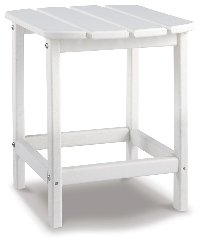 Ashley Furniture Sundown Treasure outdoor seating set with table, featuring cushioned chairs and a matching table for outdoor entertaining.