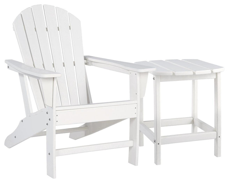 Ashley Furniture Sundown Treasure outdoor seating set with a table and chairs, suitable for patio or garden use.
