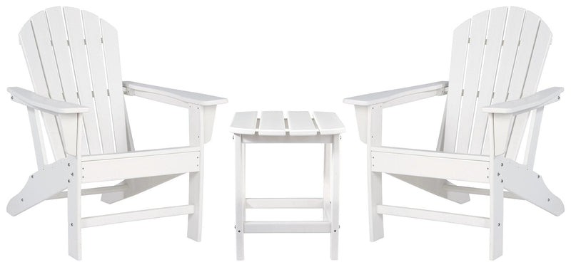 Ashley Furniture Sundown Treasure outdoor seating set with table and chairs, featuring a stylish design for patio relaxation.