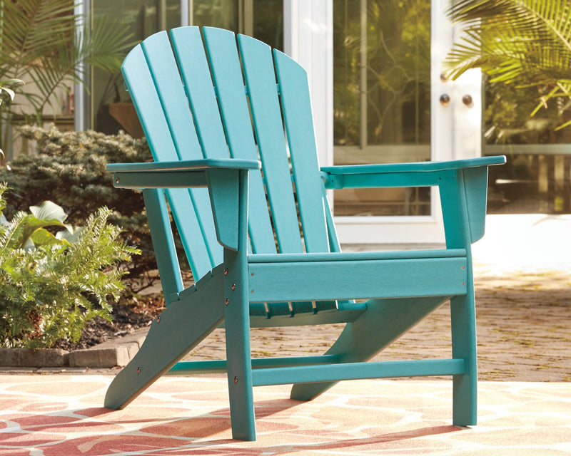 Ashley Furniture Sundown Treasure outdoor seating set with a table and chairs, ideal for patio or garden relaxation.