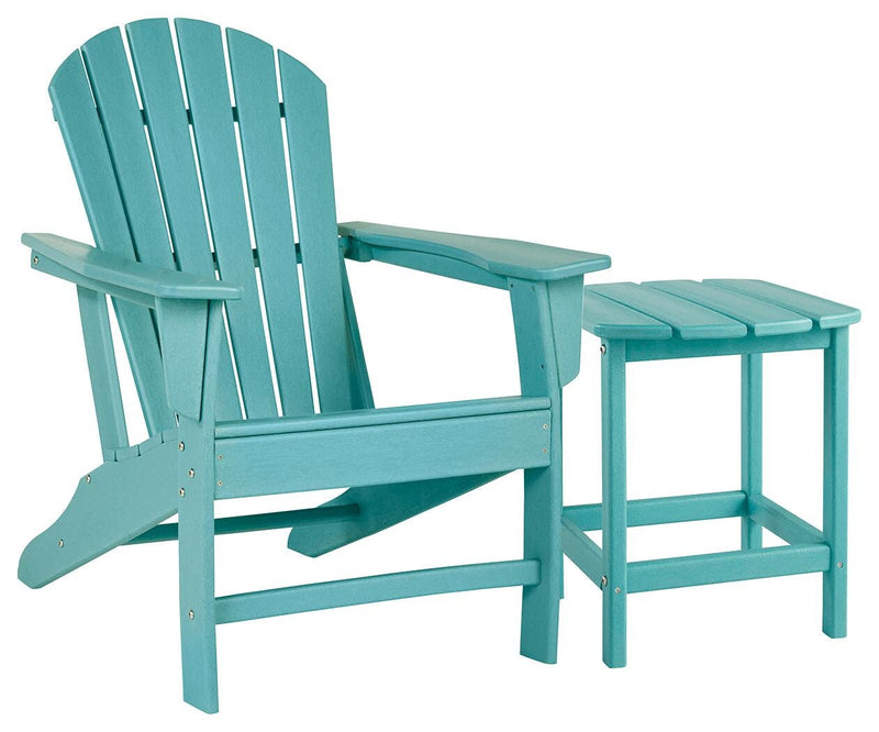 Ashley Furniture Sundown Treasure outdoor seating set with a table and chairs, ideal for patio or garden relaxation.