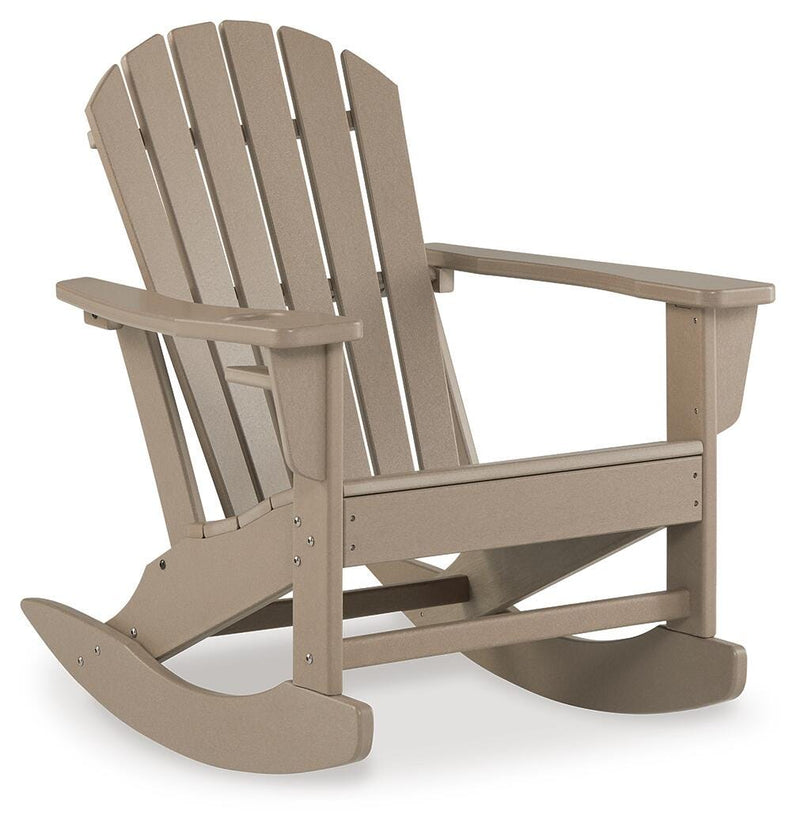 Ashley Furniture Sundown Treasure outdoor seating set with cushioned chairs and a matching table, ideal for patio relaxation.