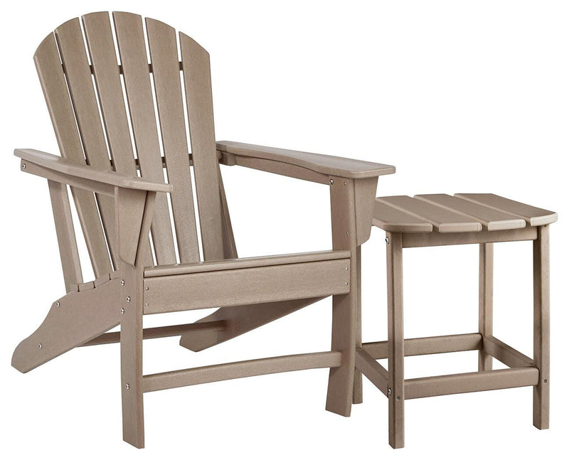 Ashley Furniture Sundown Treasure outdoor seating set with a table and chairs, perfect for patio relaxation.