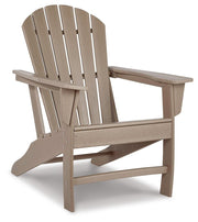 Ashley Furniture Sundown Treasure outdoor seating set with table, featuring wicker chairs and glass-top table for patio use.