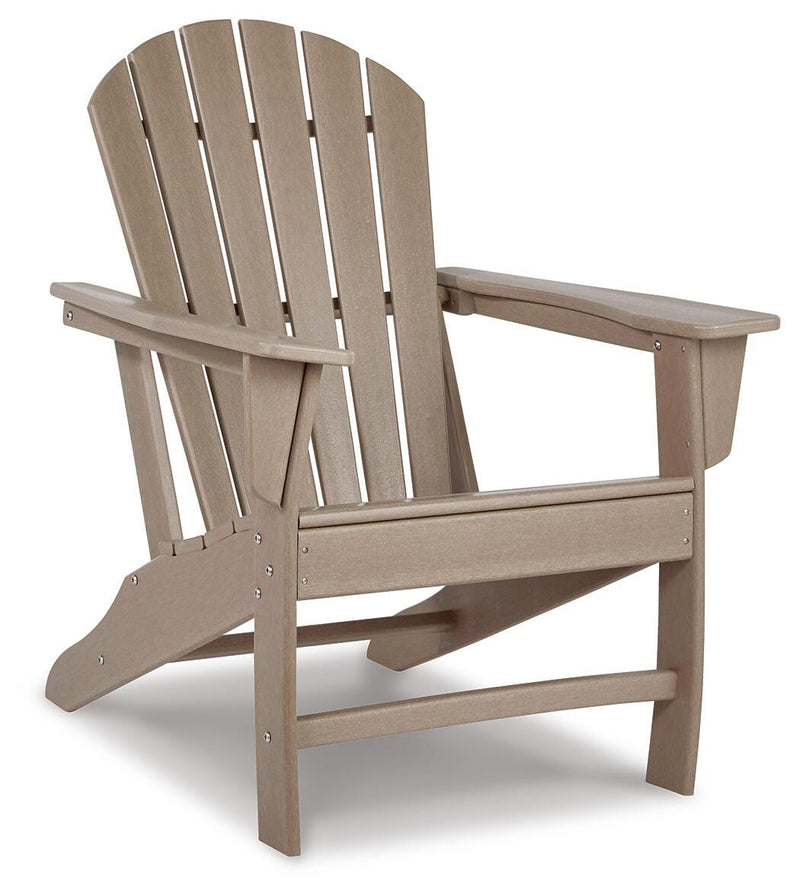 Ashley Furniture Sundown Treasure outdoor seating set with table, featuring wicker chairs and glass-top table for patio use.
