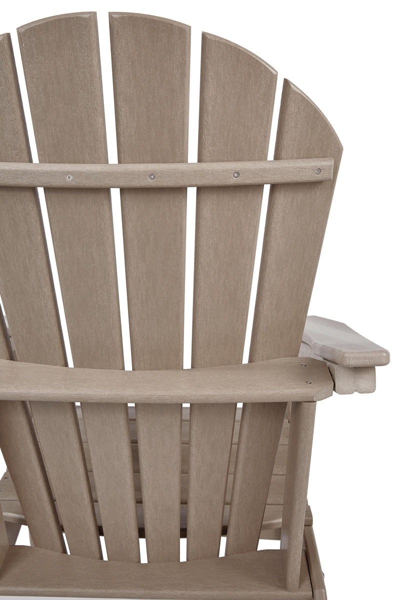Outdoor table set by Ashley Furniture featuring a table and cushioned chairs in a sunny outdoor setting.