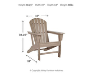Ashley Furniture Sundown Treasure outdoor table set with a wooden table and matching chairs, perfect for outdoor dining.