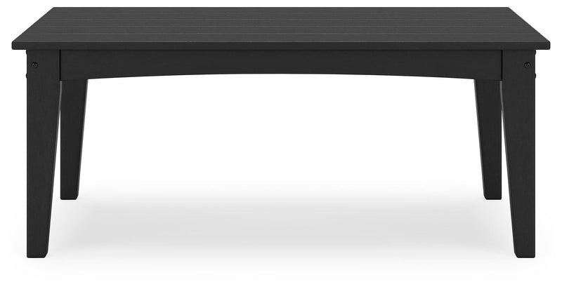 Ashley Furniture Hyland Wave outdoor cocktail table with a sleek, modern design and a durable surface for outdoor use.