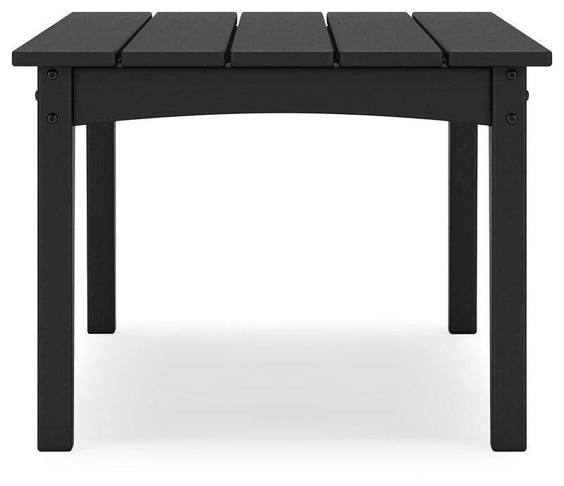 Ashley Furniture Hyland Wave outdoor cocktail table with a sleek, modern design and sturdy construction for outdoor patio use.