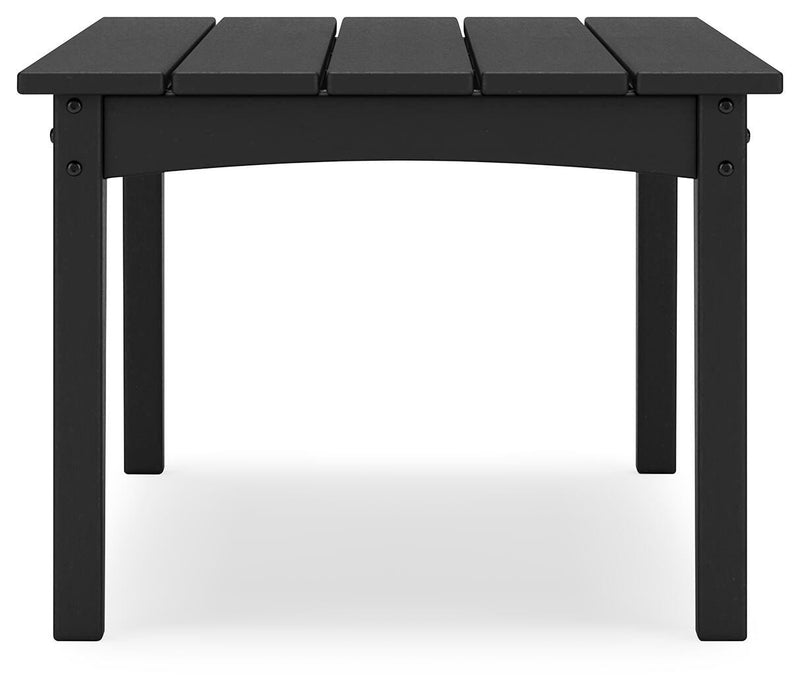 Ashley Furniture Hyland Wave outdoor cocktail table with a modern design, featuring a sleek surface and sturdy legs.