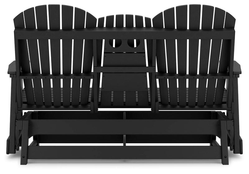 Ashley Furniture Hyland Wave outdoor loveseat with cushioned seating and elegant design, perfect for outdoor relaxation.