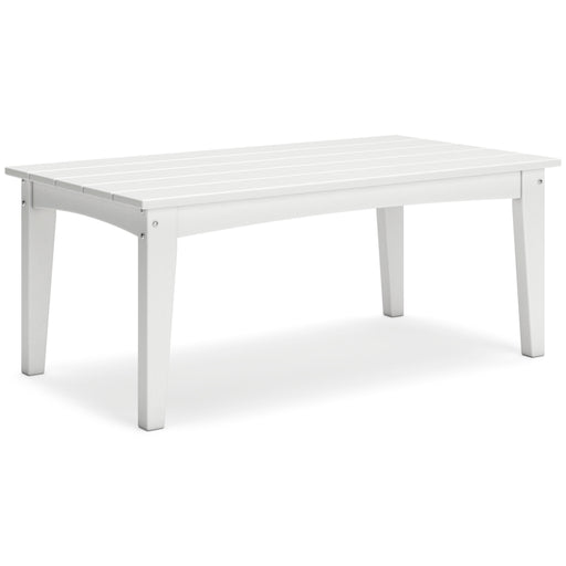 Ashley Furniture Hyland Wave outdoor cocktail table with a modern design, featuring a sleek tabletop and stylish legs.