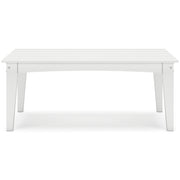 Ashley Furniture Hyland Wave outdoor cocktail coffee table with a modern wave design, suitable for patio or garden spaces.