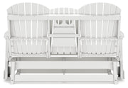 Ashley Furniture Hyland Wave outdoor loveseat glider with cushioned seating and a stylish outdoor design.