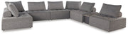 Ashley Furniture Bree Zee outdoor sectional with beige cushions and weather-resistant wicker frame, perfect for patio seating.