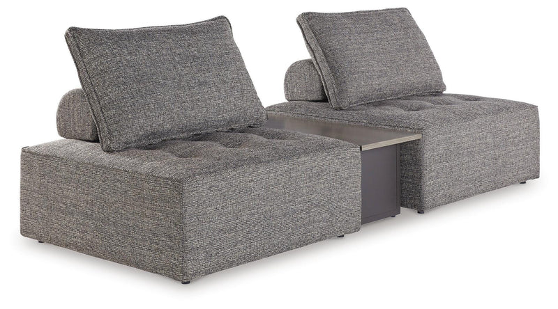 Ashley Furniture Bree Zee outdoor sectional with cushioned seats and stylish design, perfect for outdoor lounging.