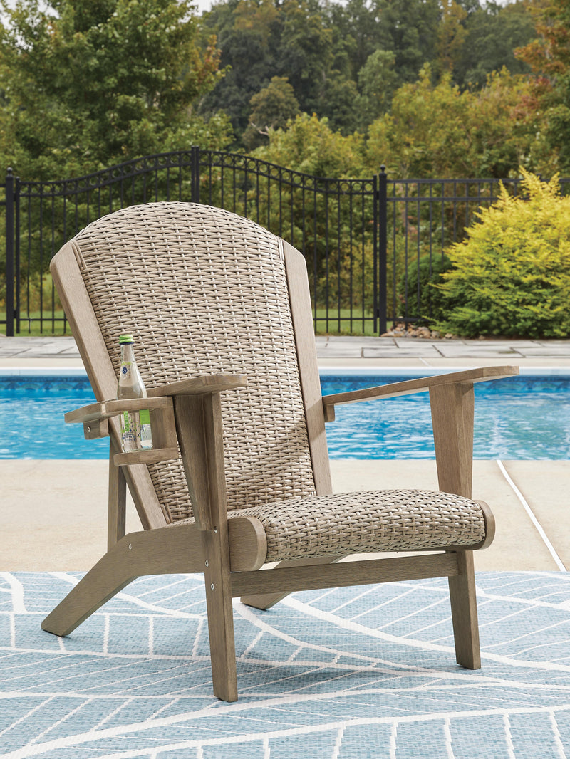 Ashley Furniture Marina Sun Adirondack Chair for outdoor seating, featuring a classic design and durable wood finish.