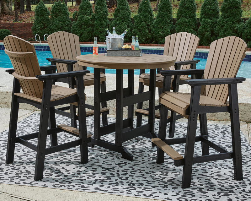 Ashley Furniture Fairen Trail outdoor dining set with a table and chairs, suitable for patio and garden outdoor dining.