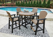 Ashley Furniture Fairen Trail outdoor dining set with a table and chairs, ideal for patio or garden outdoor meals.