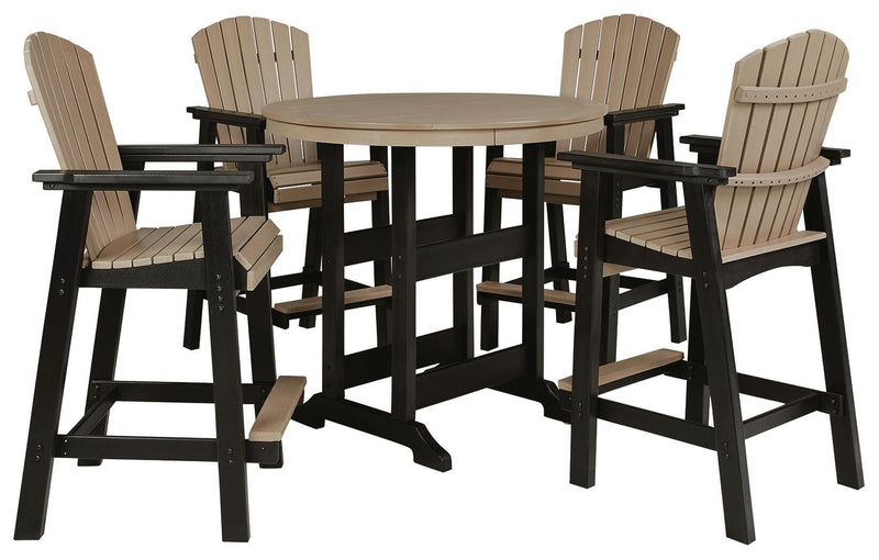 Fairen Trail outdoor dining set by Ashley Furniture with a table and chairs, suitable for patio or garden outdoor dining.