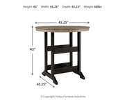 Outdoor pub table from Ashley Furniture's Fairen Trail collection with a round tabletop and sturdy legs.