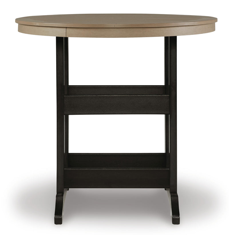 Fairen Trail outdoor dining set by Ashley Furniture with a table and chairs, designed for outdoor patio dining.