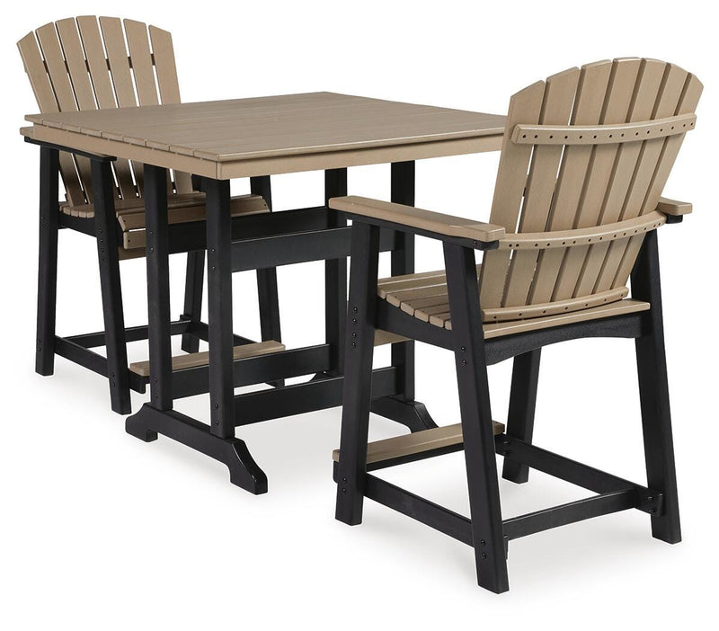 Ashley Furniture Fairen Trail outdoor dining set with a table and chairs, ideal for outdoor meals and gatherings.