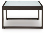 Ashley Furniture Beachloft outdoor seating set with cushioned chairs and a matching table, perfect for patio relaxation.