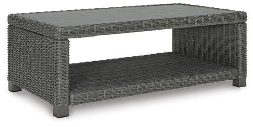 Outdoor cocktail table from Ashley Furniture's Elite Park collection with a sleek, modern design, perfect for outdoor entertaining.