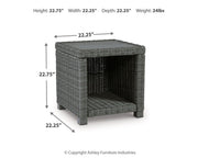 Outdoor end table from Ashley Furniture's Elite Park collection, featuring a durable design with a square top and stylish finish.