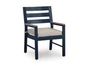 Ashley Furniture East Beach outdoor dining set with a table and chairs, ideal for outdoor patio dining.