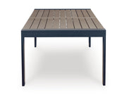 East Beach outdoor dining set by Ashley Furniture featuring a table and chairs for al fresco dining.