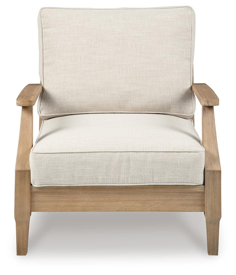 Ashley Furniture Carter Hall outdoor table set with a wooden table and matching chairs, ideal for patio or garden use.