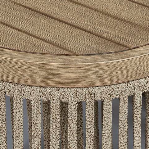 Ashley Furniture Serena Shores outdoor seating set with cushioned chairs and patio table in a scenic outdoor setting