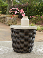 Kimora outdoor end table by Ashley Furniture with a modern design, featuring a rectangular shape and weather-resistant finish.