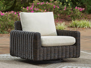 Ashley Furniture Kimora outdoor swivel lounge chair with cushioned seating and a stylish, weather-resistant design.