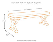 Ashley Furniture Beachcroft outdoor dining set with a table and chairs for patio or garden use.