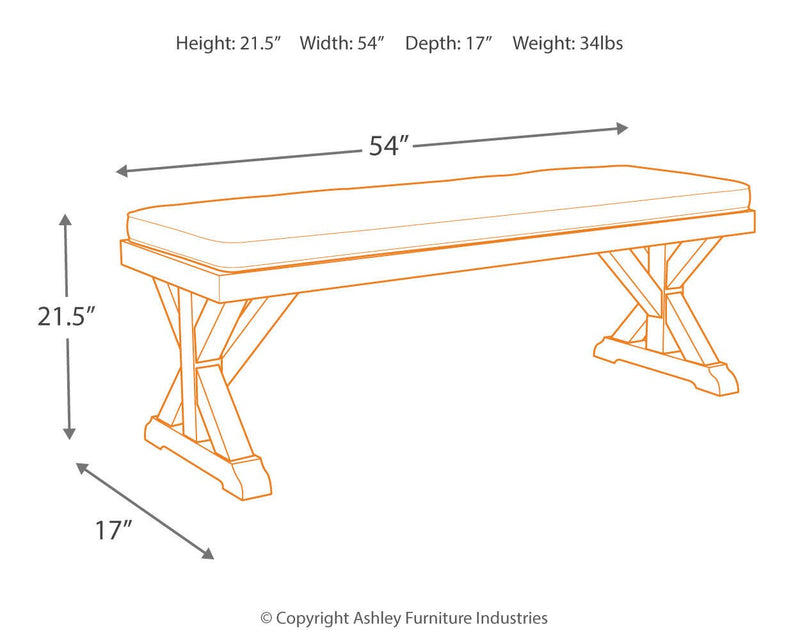 Ashley Furniture Beachcroft outdoor dining set with a table and chairs for patio or garden use.
