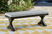 Outdoor dining bench by Ashley Furniture with a cushioned seat, ideal for patio or garden seating.